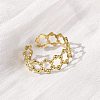 Hexagon 304 Stainless Steel Open Cuff Ring for Women RJEW-Z083-03G-02-3