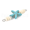 Dyed Synthetic Turquoise Starfish Rondelle Beaded Connector Charms PALLOY-JF04014-01-5