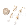 Shell Pearl Tassel Stud Earrings EJEW-TA00645-3