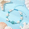 2Pcs Dyed Synthetic Turquoise & Magnesite Bead Braided Bead Bracelets for Women BJEW-JB11532-4