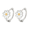 Daisy Brass Enamel Hoop Earrings for Women EJEW-G434-02P-4