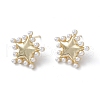 Long-Lasting Plated Brass Stud Earrings with Plastic Pearl for Women X-EJEW-A088-09G-1