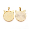 Alloy Kitten Pendant Cabochon Settings PALLOY-WH0049-04G-1