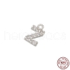 Real Platinum Plated Rhodium Plated 925 Sterling Silver Micro Pave Clear Cubic Zirconia Charms STER-P054-10P-Z-1