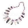 Natural Gemstone Beaded Bib Statement Necklaces NJEW-P083-06-1