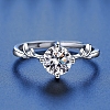 Rhodium Plated 925 Sterling Silver Moissanite Rhinestone Solitaire Ring AJEW-U007-21P-3