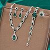 Fashionable Brass Rhinestone Bracelets & Earrings & Necklaces & Rings Sets FS-WG0E119-04-1