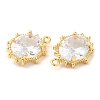 Brass and Clear Cubic Zirconia Pendants ZIRC-Q202-14G-2