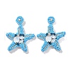 Starfish Glass Seed Beads Dangle Stud Earrings EJEW-S273-03-4