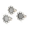 Vintage Adjustable Iron Finger Ring Components Alloy Flower Cabochon Bezel Settings X-PALLOY-O039-25AS-5