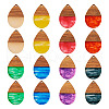  16Pcs 8 Colors Transparent Resin & Walnut Wood Pendants RESI-TA0002-66-11