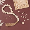 6 Style Natural Round Wood Beads and Jute Cords WOOD-YW0001-02-7