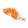 Orange Glass Pearl & Glass Beads Pendant Decorations HJEW-TA00336-04-4