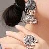 Flat Round & Bell Bohemian Ethnic Style Alloy Stud Dangle Earring & Ring Sets FS-WG67497-01-3
