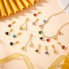 30Pcs 15 Colors Triangle Brass Glass Pendant Decorations HJEW-GA00007-5