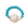 Synthetical Turquoise Beaded Rings RJEW-TA00194-4