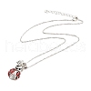 Colorful Rhinestone Ladybird and Heart Pendant Necklace NJEW-I113-13P-2