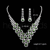Flower Brass Rhinestone Pendant Necklaces & Stud Earrings Sets FS-WG97465-02-3