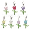 Flower Acrylic & Plastic Imitation Pearl Beads & Japanese Seed Beads Pendant Decorations HJEW-JM03232-01-2