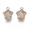 Hollow Brass Micro Pave Clear Cubic Zirconia Charms KK-S359-142-RS-1