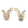 Brass Micro Cubic Zirconia Bunny Charms X-KK-N231-124-NF-2