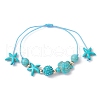 Starfish & Turtle Synthetic Turquoise(Dyed & Heated) Braided Bead Bracelets BJEW-JB09818-01-1