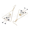 Girl with Triangle Brass Glass Seed Beads Dangle Earrings EJEW-MZ00453-02-4
