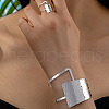 Hammered Trapezoid Alloy Cuff Bangles & Cuff Rings Sets WG7844D-03-1
