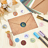 Brass Wax Seal Stamps with Rosewood Handle AJEW-WH0412-0238-4