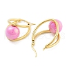 Ion Plating(IP) 304 Stainless Steel & Plastic Imitation Pearl Oval with Ball Hoop Earrings for Women EJEW-C096-13G-05-2