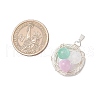 Dyed Natural Selenite Copper Wire Wrapped Bird Egg Nest Pendants PALLOY-TA00228-01-2