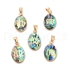 Constellation Natural Paua Shell Pendants KK-P265-01G-11-1