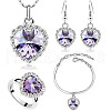 Heart Alloy with Crystal Pendant Necklace & Dangle Earring & Charm Bracelet & Ring FS-WGCCC64-03-2