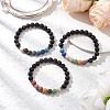 Natural Lava Rock Round Beads Stretch Bracelets for Men Women BJEW-JB11748-1