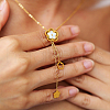Stainless Steel Pave Shell Flower Tassel Pendant Necklaces for Women PT8035-3