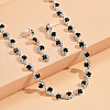 Flat Round Brass Rhinestone Chain Necklaces & Stud Earrings FS-WGE4E6D-09-1