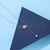Rhodium Plated 925 Sterling Silver Double Layer Flower Imitation Pearl Pendant Necklaces XB5685-3
