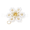 Glass Seed Beaded Flower Pendants PALLOY-MZ00712-04-4