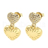 Rack Plating Brass Heart Dangle Stud Earrings EJEW-A028-17G-1