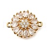 Brass Clear Cubic Zirconia Connector Charms KK-U065-06B-G-1