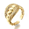 Brass Micro Pave Cubic Zirconia Adjustable Open Cuff Rings for Women RJEW-K292-05G-4