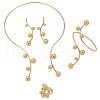 Iron Round Beaded Collar & Stud Earrings & Cuff Bangles & Rings Sets FS-WG833C7-01-5