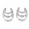 Brass Micro Pave Clear Cubic Zirconia Cuff Earrings EJEW-S201-237P-NR-3