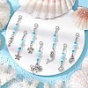 7Pcs Ocean Theme Alloy Charm & Glass Beads Pendant Decorations HJEW-JM03156-1