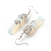 Opalite Bullet with Flower Dangle Earrings EJEW-G300-02P-04-3
