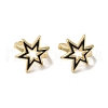 Rack Plating Brass Enamel Star Cuff Earrings for Women EJEW-C097-17G-2