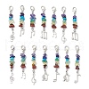 Chakra Natural Citrine & Red Jasper & Tiger Eye & Green Aventurine & Lapis Lazuli & Amethyst & Synthetic Turquoise Chip Pendant Decorations HJEW-JM03359-2