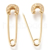 Brass Micro Pave Clear Cubic Zirconia Safety Pins ZIRC-I044-18G-2