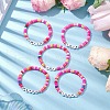 5Pcs 5 Styles Handmade Polymer Clay Beaded Stretch Bracelets BJEW-JB10470-2