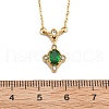 304 Stainless Steel Green Cubic Zirconia Pendant Neckalces for Women NJEW-C078-01E-G-5